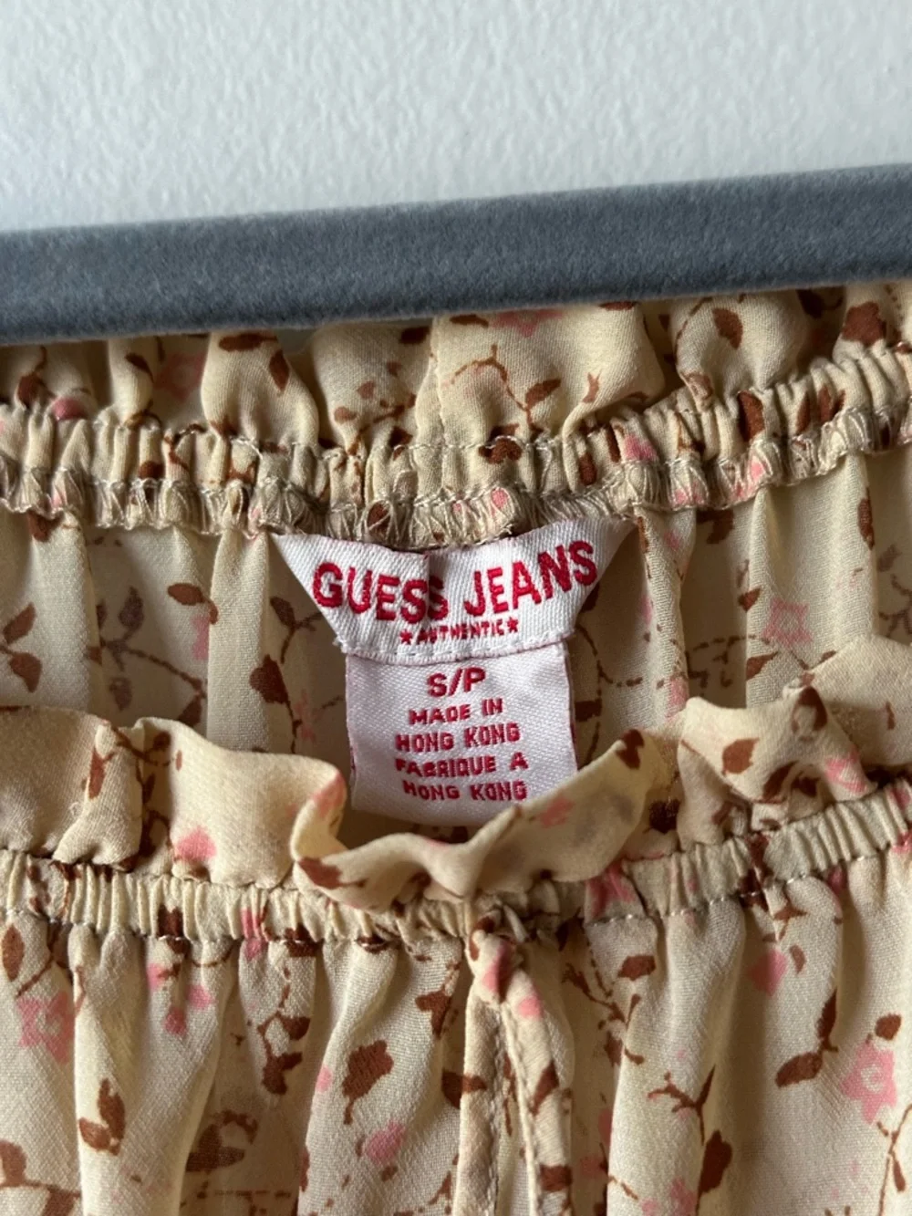 Guess Jeans Boho Peasant Blouse Cottagecore Whimsical Cream Lace Trim Size S - Picture 3 of 11